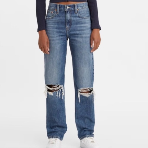 Levi's Denim - Levi’s Low Pro Straight Distressed Medium Wash Jeans Size 31